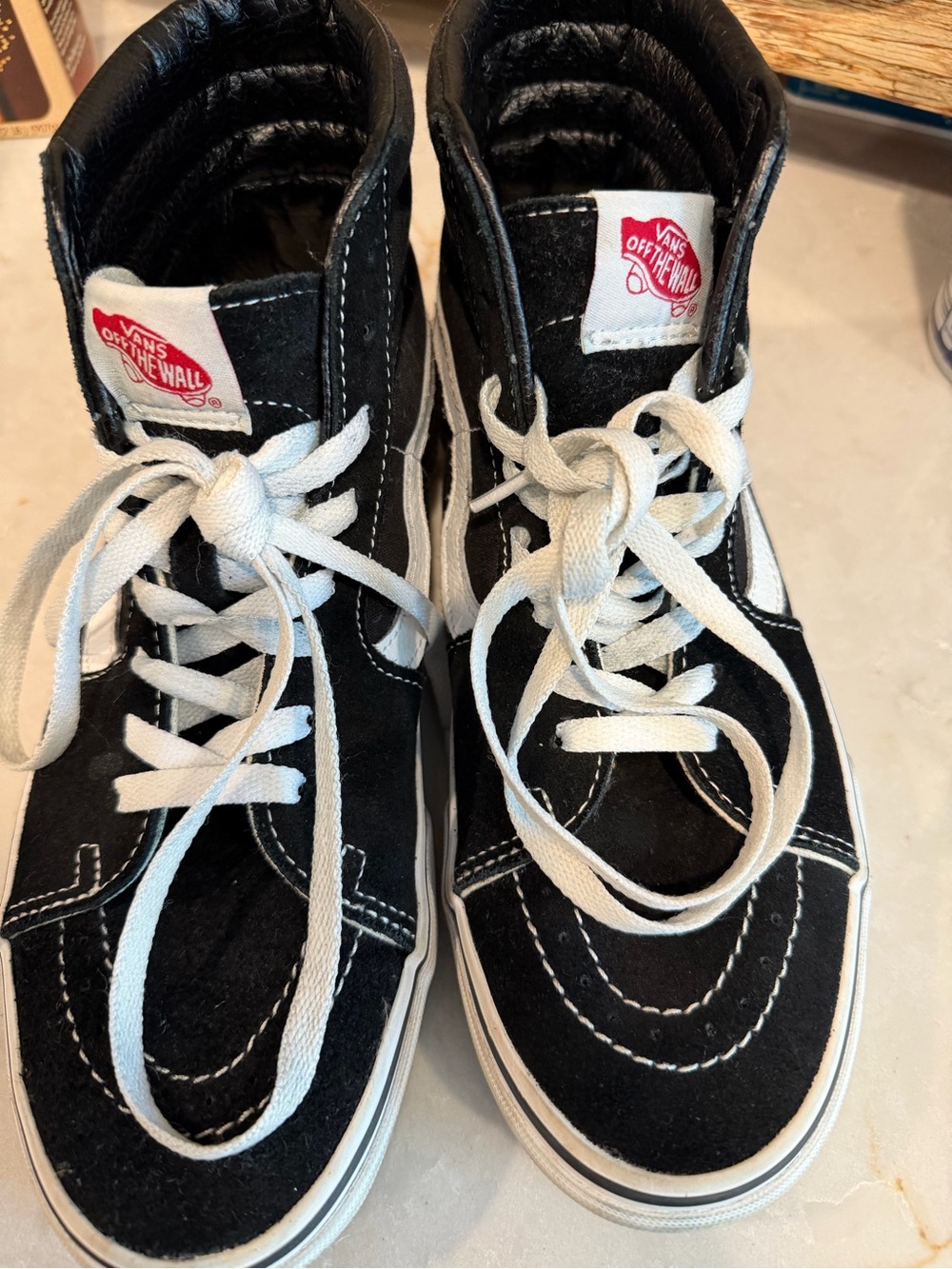 Vans Black & White High-Top Suede Skate Sneakers